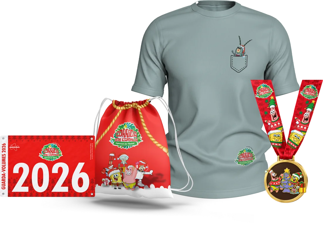Kit Plankton: camisa personalizada, sacochila, número de peito e medalha